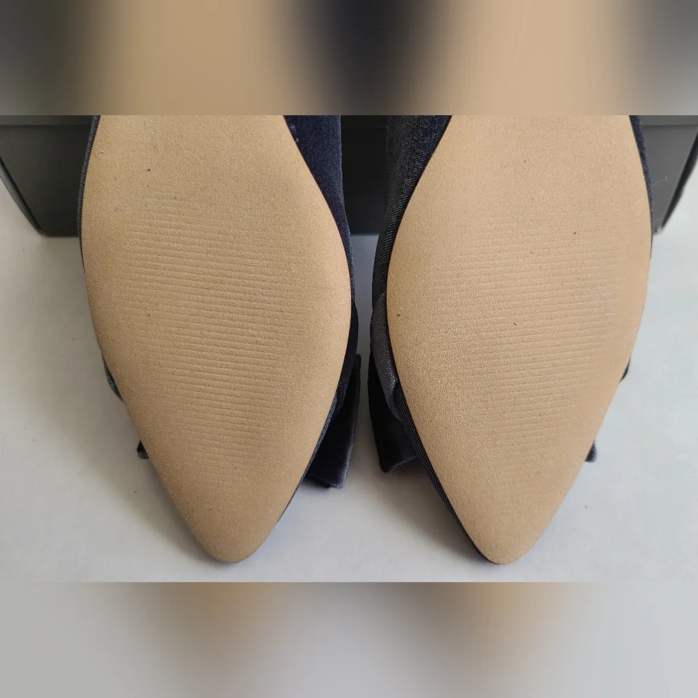 Womens velvet pointed ballet flats w/ bows - Picture 8 of 9